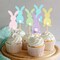 40PCS Easter Bunny Cupcake Toppers – 5 Colors, 3.5"x13.5" for Party Cake Decorations
